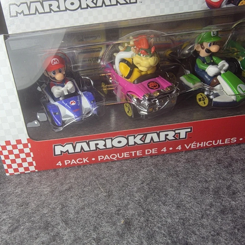 Hot Wheels Mario Kart Die-Cast 4 PACK Mario Bowser Luigi Bowser Jr NEW